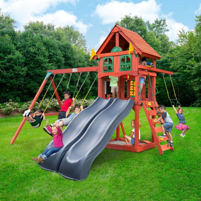 Adventure Wave Swing Set w/ Grey Slides